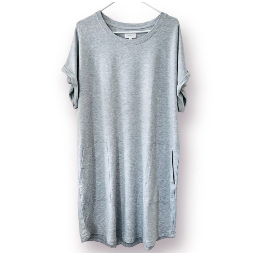 Lou & Grey Heather Gray Signaturesoft T-shirt Pocket Dress Soft Comfy - Picture 2 of 6